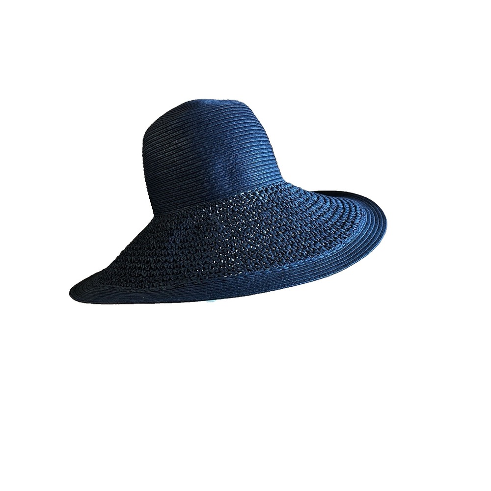 J. Crew‎ Textured Summer Straw Hat 09500 Packable Wide Brim Dusty Dune Black